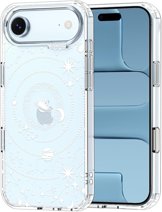 MOSNOVO for iPhone Air Case | Military Grade 6.6ft Drop Tested | Camera Control | Clear with Galaxy Design