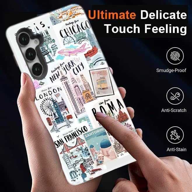 Compatible for Samsung Galaxy S25 FE 5G Case, Dual Layer Heavy Duty 2 in 1 Shockproof Protective Phone Case,Travel Map | Dreamy Place