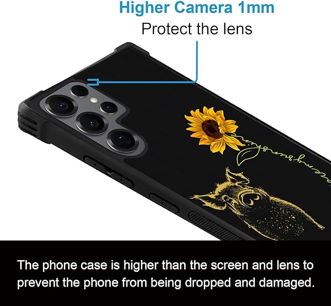 for Samsung Galaxy S25 Ultra Case,Graphic Design for Girl Boy Soft Silicone Hard Acrylic Shock Protection Designed for Samsung Galaxy S25 Ultra Pig Sunflower Yellow Sunshine Pattern