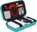 BOVKE PU Hard Travel Case for MacBook Air Pro Power Adapter Apple MagSafe 2 USB-C Charger, Extra Room for USB C Hub, Type C Hub, USB C Hub Multiport Adapter, Magic Mouse, Charging Cable, Turquoise
