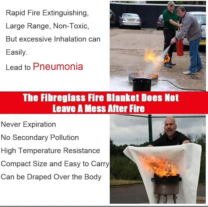 Fire Blanket for Home Emergency Survival – Fiberglass Suspend Fire Flames Suspension Blankets for Home and Kitchen School Grill Garage House Warehouse Safety (4pcs-FireBlankets)