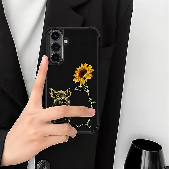 for Samsung Galaxy S26 Plus Case,Graphic Design for Girl Boy Soft Silicone Hard Acrylic Shock Protection Designed for Samsung Galaxy S26 Plus Pig Sunflower Yellow Sunshine Pattern