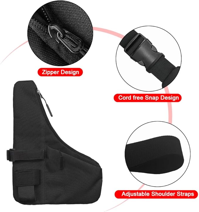 Universal Radio L Shape Chest 2 Pockets Harness Tactical Vest Nylon Vest Walkie Talkie Chest Rig Pack Pouch Holster for Baofeng Motorola Two Way Radio Vest (Black)