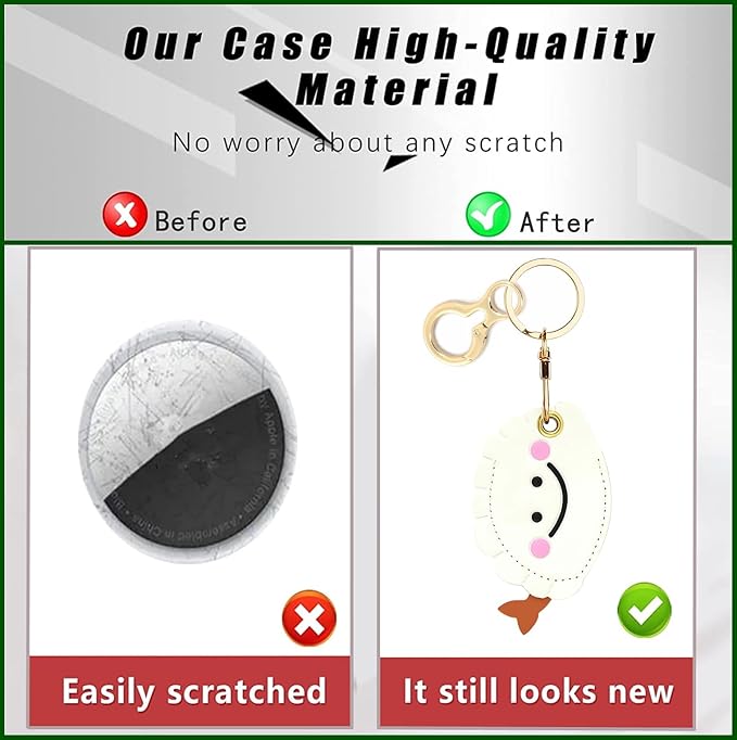 Leather Keychain Holder Case Compatible with AirTag,Cute air tag Cover with Keychain Ring,GPS Tracker Case for Keys