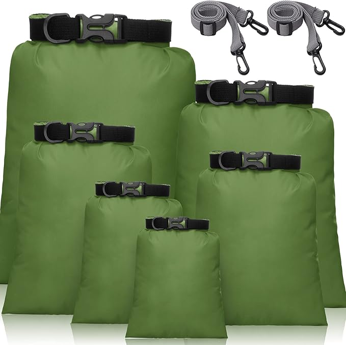 Shappy 6/12 Pcs Waterproof Dry Bags, Lightweight Outdoor Waterproof Dry Stuff Sacks 15/8/5/4/3/2 L and Long Adjustable Shoulder Strap for Kayaking Rafting Boating Hiking Camping
