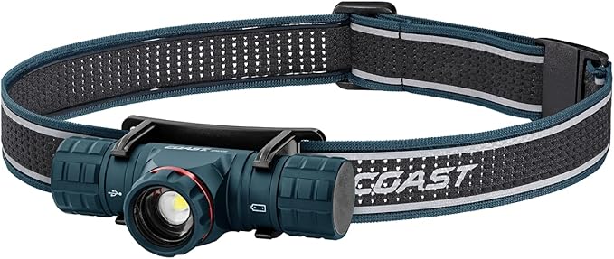 Coast XPH30R 1500 Lumen USB-C Rechargeable Dual Power Headlamp with Twist Focus Beam and Magnetic Base, 4.37 oz. - Ocean Blue