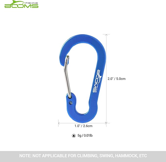 Booms Fishing CC1 Multi-Use Carabiner Clip, 6 Pack Small Caribeener Clips, Mini Keychain Caribeaner Clip 2 inch, Aluminum D Ring Carabiners, Multi-colored
