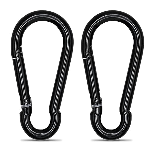 Large Carabiner Clip Hook, 4 inch 2 pcs Black Heavy Duty Spring Snap Hook Key Chain, Carabiners Clips for Outdoor Camping, Swing Set, Hammock, Hiking Travel, Fishing, Quick Link Keychain