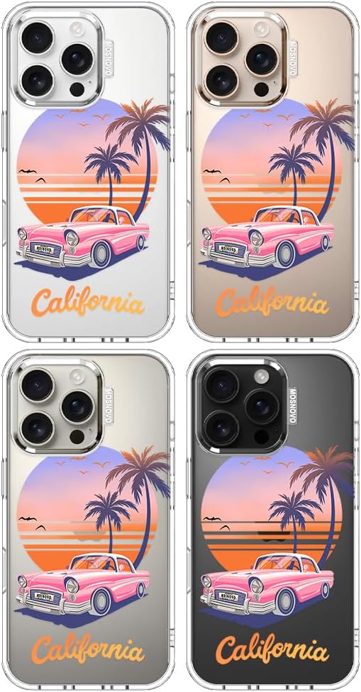 MOSNOVO for iPhone 16 Pro Case, Shockproof Military-Grade Protection 6.6ft Drop Tested, Clear Phone Case for iPhone 16 Pro, Cali Cruise Design