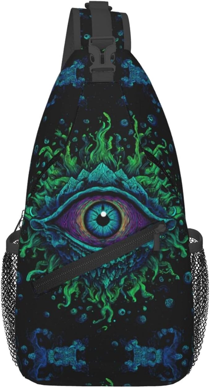 Psychadelic Trippy Art Sling Bag Crossbody Travel Hiking Chest Backpack Shoulder Daypack For Women Men