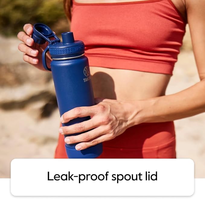 Takeya Actives Stainless Steel Water Bottle, Insulated Spout Lid, Keeps Drinks Cold 24 Hrs, Leakproof, Durable, Dishwasher Safe, Ideal for Gym, Travel, Fits Most Cup Holders, 18 oz/Teal