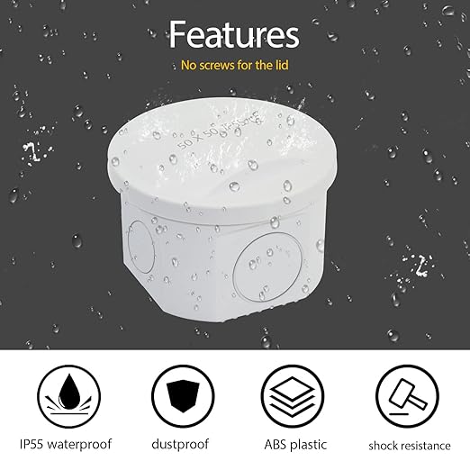 LeMotech Junction Box, Electrical Box IP65 Water Resistant Dustproof ABS Plastic Project Enclosure for Electronics White 7.9 x 3.9 x 2.8 inch