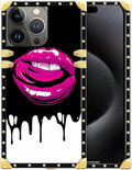 Compatible with iPhone 16 Pro Case, Black White Red Slap Sexy Luxury Golden Decoration for Girl Women Soft TPU Shockproof Protective Hard PC Back for iPhone 16 Pro