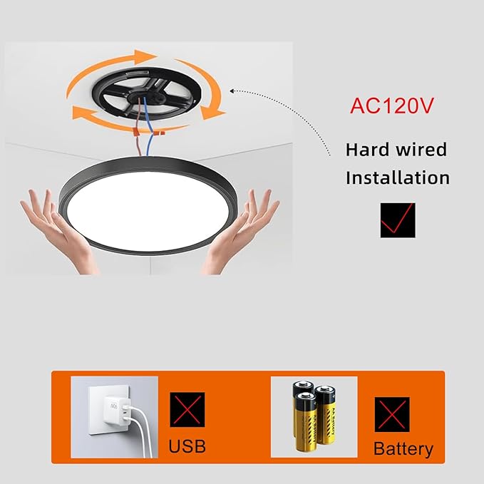 9 Inch Motion Sensor Light Indoor, Flush Mount Light Fixture, Motion Sensor Ceiling Light Wired for Hallway Porch Laundry Garage Basement, Motion Light 3000k/4000k/6000k Black