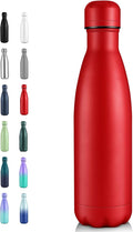 Volhoply 17oz Insulated Stainless Steel Water Bottle, Double Wall Vacuum Flask, Keeps Cold 24h & Hot 12h, Available in Packs of 1, 4, or 8（Red,1 Pack）