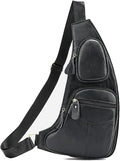Leather Sling Bag Crossbody Backpack for Men Women Travel Outdoor Sports Hiking Camping Shoulder Chest Day Pack Daypack