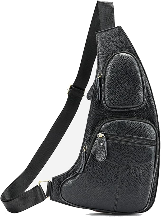Leather Sling Bag Crossbody Backpack for Men Women Travel Outdoor Sports Hiking Camping Shoulder Chest Day Pack Daypack
