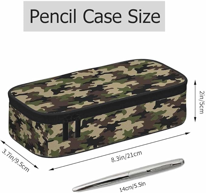 Camouflage Pencil Holder Bag Brown Green Abstract Modern Pattern Pencil Case College Office School for Teens Boy Girl