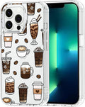 MOSNOVO Case for iPhone 13 Pro, [Buffertech 6.6ft Military-Grade Drop Protection] [Anti Peel Off Tech] Clear TPU Bumper Phone Case Cover Design - Coffee