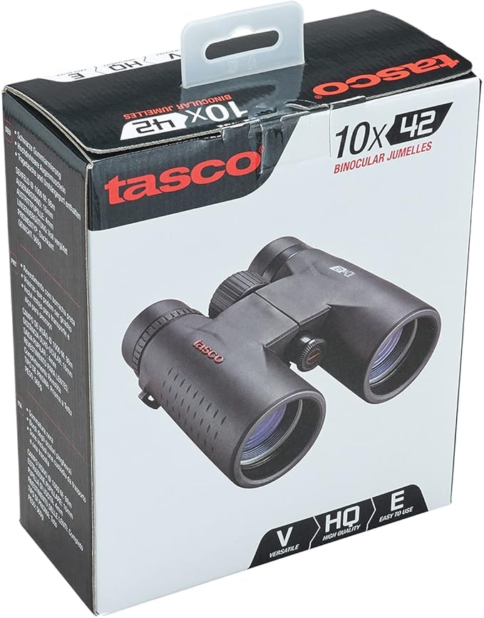 Tasco ES10X42 Essentials Binoculars, 10x42mm, Roof Prism Mc, Black (Pack of 5)