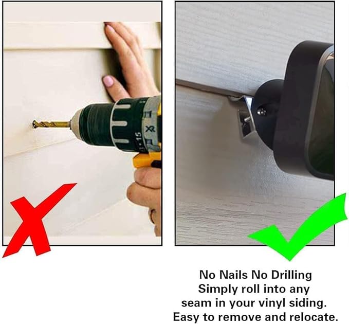 Antimbee Vinyl Siding Clips - 10 Pack Hangers, Upgrade No-Hole Outdoor Camera Mount for Blink, Arlo, Ring - No Damage, No Drilling, Weatherproof 304 Stainless Steel Home Siding Hooks