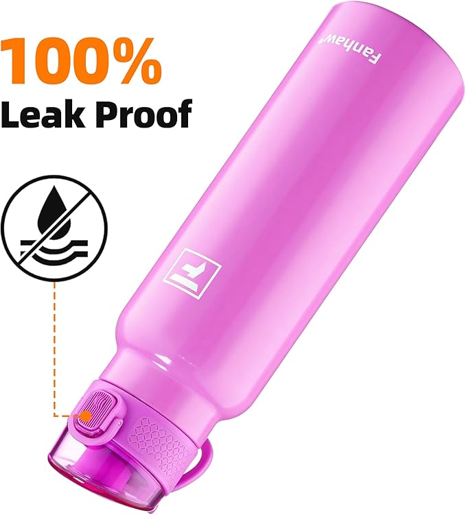 Fanhaw Daylite Series 24 oz Stainless Steel Insulated Water Bottle with Silicone Spout Lid, Double-Wall Vacuum Leakproof Metal Bottle, Anniversary Birthday Gift for Kids, Women & Men (Purple)