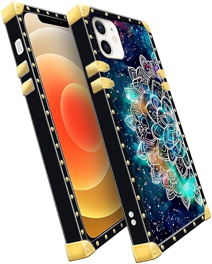 Compatible with iPhone 11 Case, Starry Sky Colourful Mandala Luxury Golden Decoration for Girl Women Soft TPU Shockproof Protective Hard PC Back for iPhone 11