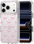 MOSNOVO for iPhone 17 Pro Case | Military Grade 6.6ft Drop Tested | Camera Control | Clear with Bowtiful Love Design