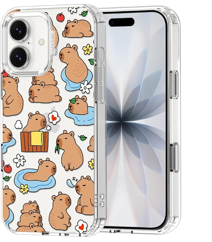 MOSNOVO for iPhone 17 Case, Shockproof Military-Grade Protection 6.6ft Drop Tested, Camera Control, Clear Phone Case for iPhone 17, Capybara Land Design