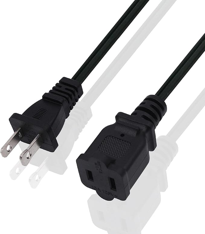 Short Extension Cord 1 FT,US Male/Female Power Cable with 2 Prong NEMA 1-15P to NEMA 1-15R Small Extension Cord Black