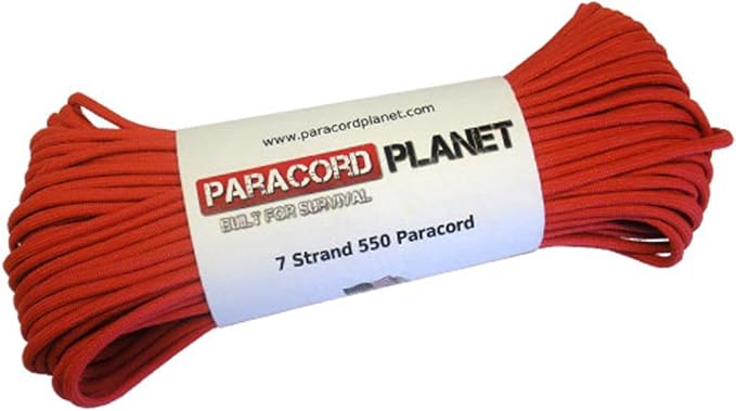 Paracord Planet Solid Color 550lb Paracord – 7 Strand Type III Nylon Cord for Indoor and Outdoor Tasks – Scarlet Red (50 ft)