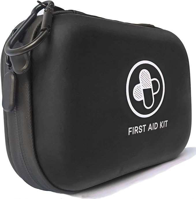 First Aid Kit 150 Piece Waterproof Hard Shell Emergency Medical Kit for Home, Camping, Hiking, Sports, Office, Adventure Portable IFAK Kits (Black)