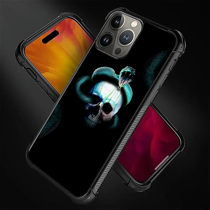 for iPhone 16 Pro Case, Skeleton Winding Snake Pattern Graphic Design Girl Boy Soft Silicone Hard Acrylic Shock Protection for iPhone 16 Pro