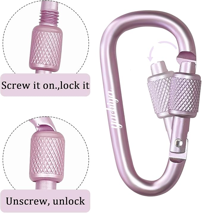 YUCHIYA 8 Pack D-Shape Carabiner Clasp with Screw Gate, 2.2 Inch Mini Keychain Clip Key Chain Buckle, Aluminum Alloy Keyrings Hook for Outdoor Hiking not for Climbing