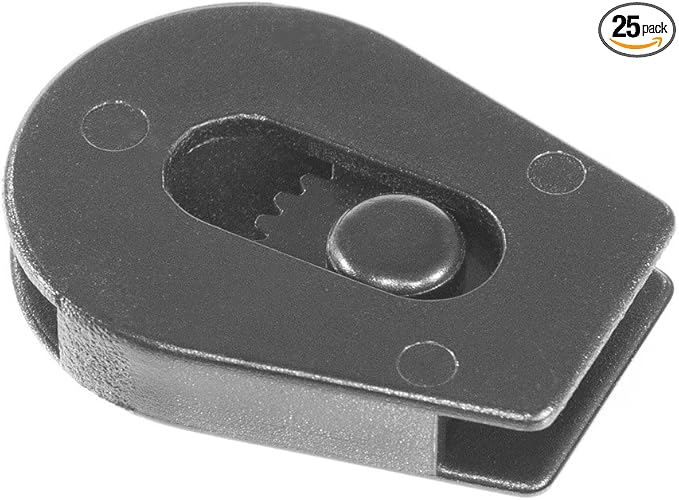 Wheeled Cord Lock Stopper (25 Pack) - Heavy Duty - Clamp Toggle End Cord Slider for Shock Cord, Bungee, Paracord, Drawstrings