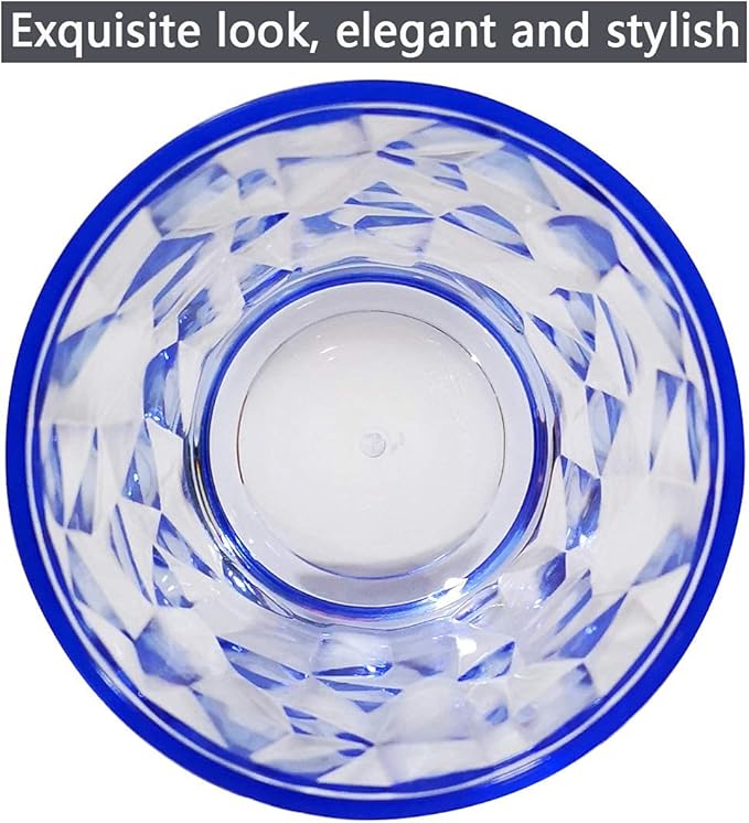 10 Oz Unbreakable Tritan Drinking Glasses Shatterproof Acrylic Glasses Drinkware BPA Free Hard Plastic Cups Reusable Kitchen Water Glasses Drinking Set of 8 (Blue)