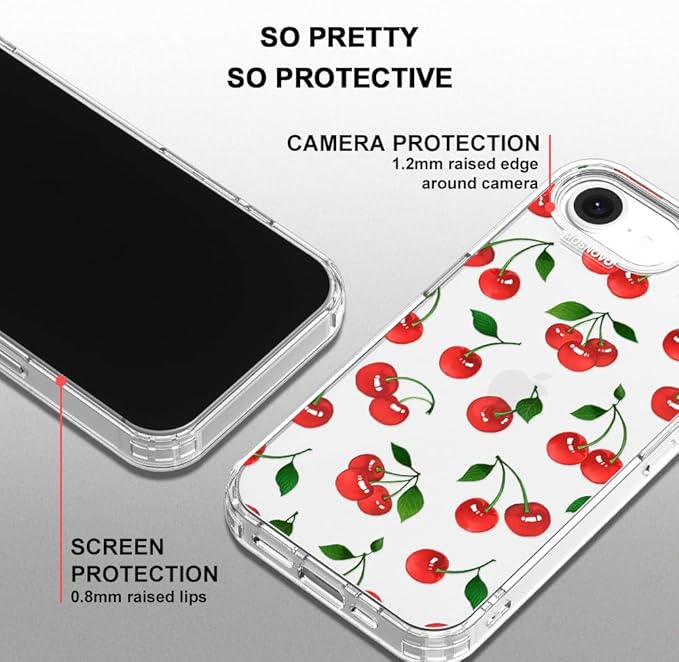 MOSNOVO for iPhone 17e Case/iPhone 16e Case, Shockproof Military-Grade Protection 6.6ft Drop Tested, Clear Phone Case for iPhone 16e / iPhone 17e, Cute Cherry Design