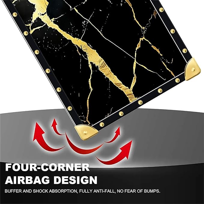 for iPhone 17 Pro Max Case Luxury Golden Decoration for Girl Women Soft TPU Shockproof Protective Hard PC Back for iPhone 17 Pro Max Crazy Pattern Black Gold Marble Nature