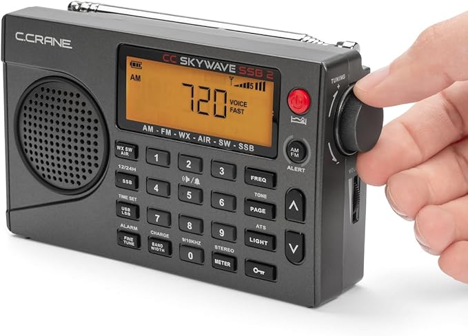 C. Crane CC Skywave SSB 2 Small AM, FM, Shortwave, and NOAA Weather Portable Travel Radio with AC Charging Adapter