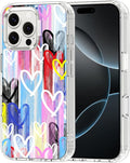 MOSNOVO for iPhone 16 Pro Max Case, Shockproof Military-Grade Protection 6.6ft Drop Tested, Clear Phone Case for iPhone 16 Pro Max, Graffiti Hearts Design
