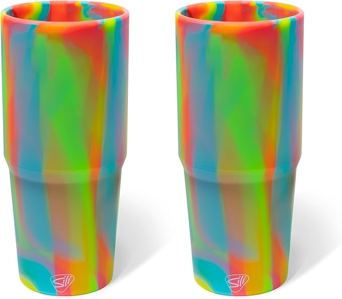Silipint 32oz Silicone Bomber Cup – BPA-Free, Non-Toxic, Unbreakable, Microwave, Dishwasher Safe – Perfect for Tea, Cold Water, Smoothies, Sugar Rush - Pack of 2