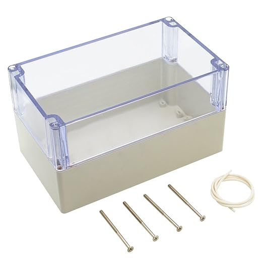 LeMotech ABS Plastic Junction Box Dustproof Waterproof IP65 Electrical Enclosure Box Universal Project Enclosure Grey with PC Transparent Clear Cover 7.9 x 4.7 x 4.4 inch(200 x120 x113 mm)