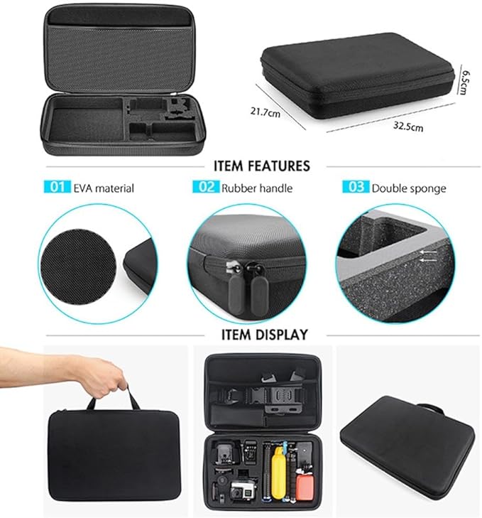 Reflex Camera 59-in-1 Action Camera Accessories Kit Compatible with GoPro Hero 13, 9-12, DJI Osmo Action 2, 3, 4, Pro 5, Insta360 Ace Pro/Ace Pro 2 Akaso and Other Sports Cameras & Durable Case