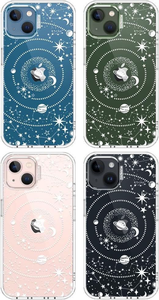 MOSNOVO for iPhone 13/14 Case | Military Grade 6.6ft Drop Tested | Clear with Galaxy Design