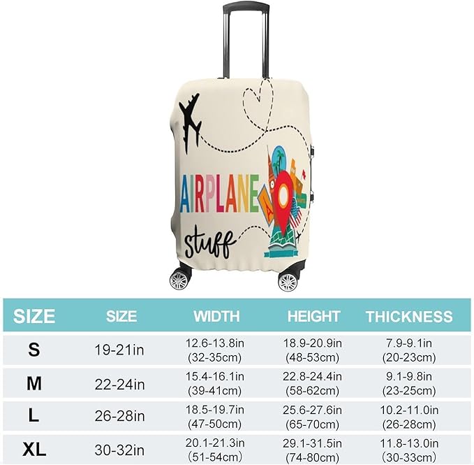 Airplane Travel Accessories Stretch Luggage Cover, Washable Suitcase Protector Fits 22-24in Cases, Secure Fit for Carry On Checked Bags, Travel Essentials