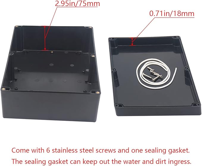 Project Box ABS Black Electrical Boxes IP65 Outdoor Waterproof Box Electronic Junction Box Power Enclosure with Cable Glands for DIY Project 11.42 x 8.27 x 3.94 inch (290x190x100mm)