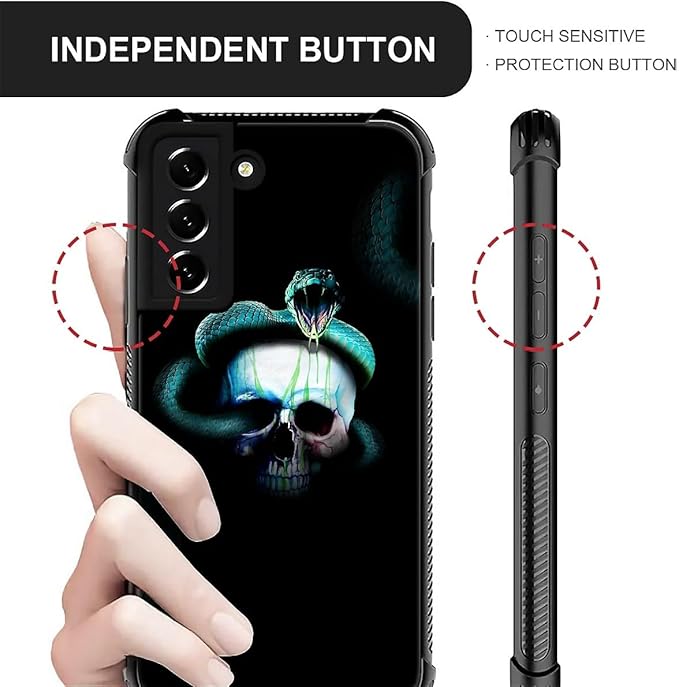 for Samsung Galaxy S21 FE Case, Skeleton Winding Snake Pattern Graphic Design Girl Boy Soft Silicone Hard Acrylic Shock Protection for Samsung Galaxy S21 FE