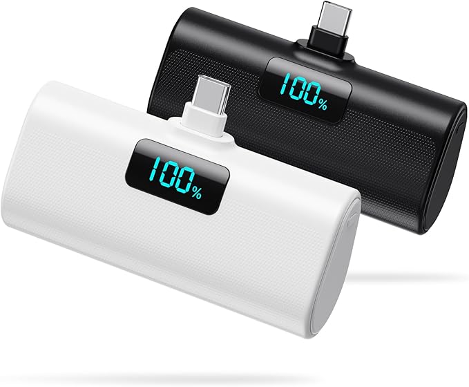 [2-Pack]Portable Charger for iPhone 17/16/15 Series,Upgraded 5200mAh PD USB C Power Bank Built-in USB-C Connector, Battery Pack Compatible with iPhone 17/17 Pro/17 Pro Max/16/15 Series,Samsung,Android