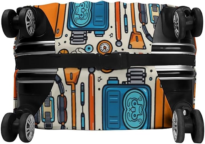 Airplane Travel Accessories Collection Stretch Luggage Cover, Washable Suitcase Protector Fits 30-32in Cases, Secure Fit for Carry On Checked Bags, Travel Essentials