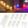 WILLED Motion Sensor Lights Indoor,RGB & Warm White Motion Sensor Night Light,Wireless Color Changing Stair Lights Indoor for Kids' Room,Stair,Bathroom,Hallway,Kitchen,Bedroom,Closet,Cabinet 8PC